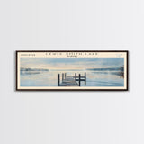 Lewis Smith Lake Alabama Framed Canvas Print, Lake House Decor, Panoramic Wall Art, Travel Poster, Landscape Painting, Modern Art