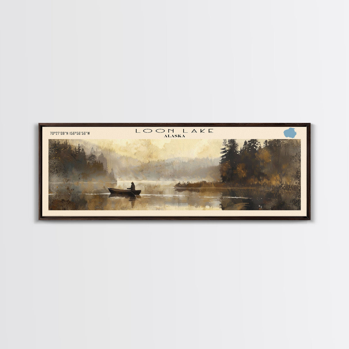 Mark Twain Lake Missouri Framed Canvas Print, Lake House Decor, Panoramic Wall Art, Travel Poster, Landscape Painting, Bedroom Decor