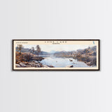 Medina Lake Texas Framed Canvas Print, Lake House Decor, Panoramic Wall Art, Travel Poster, Landscape Painting, Bedroom Decor