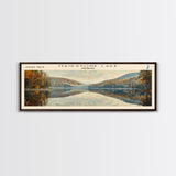 Maidstone Lake Vermont Framed Canvas Print, Lake House Decor, Panoramic Wall Art, Travel Poster, Beautiful Landscape Painting, Modern Art