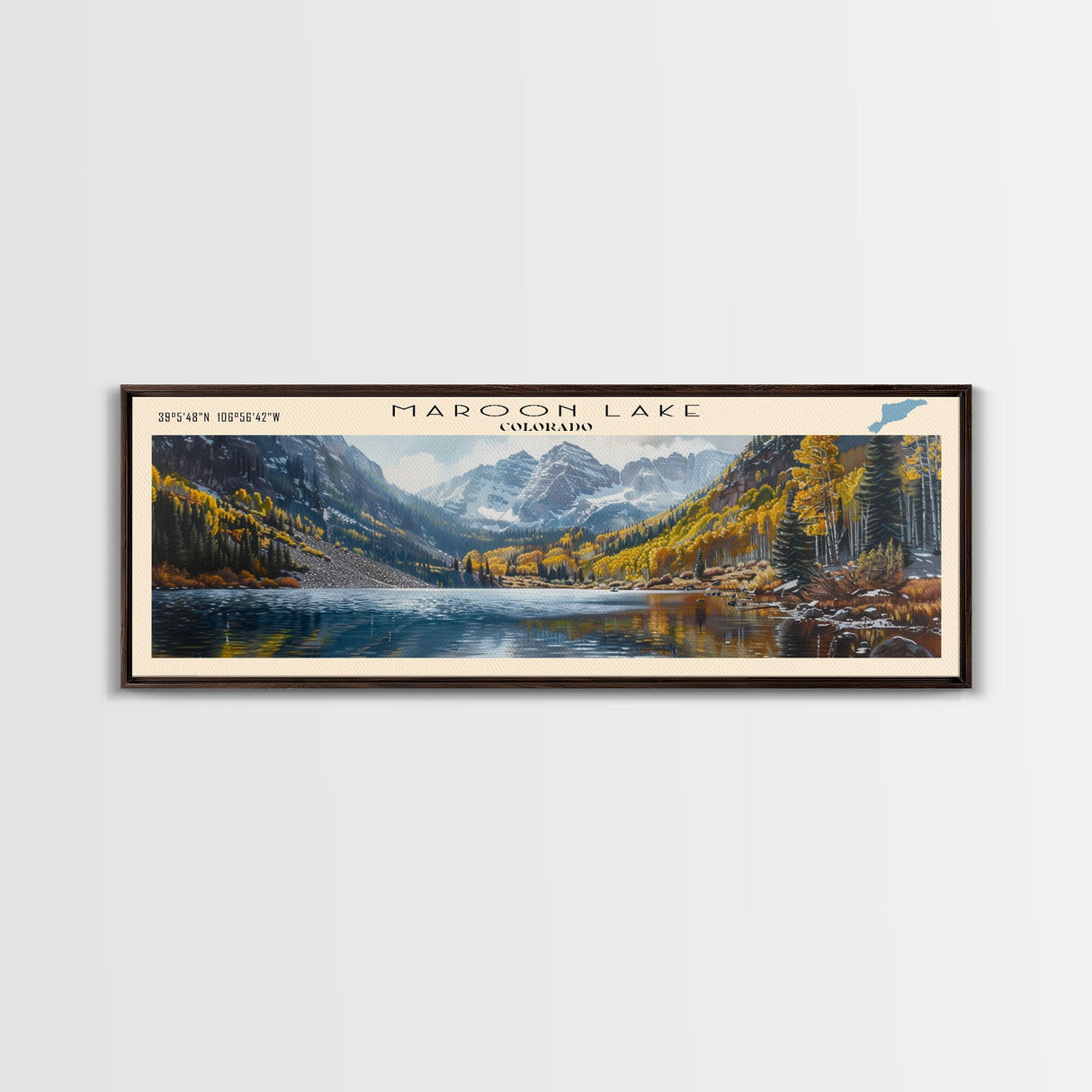 Monksville Reservoir New Jersey Framed Canvas Print, Lake House Decor, Panoramic Wall Art, Travel Poster, Landscape Painting, Bedroom Decor