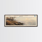 Nagagami Lake Framed Canvas Print, Lake House Decor, Panoramic Wall Art, Travel Poster, Landscape Painting, Bedroom Decor