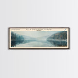 Mistassini Lake Framed Canvas Print, Lake House Decor, Panoramic Wall Art, Travel Poster, Beautiful Landscape Painting, Living Room Decor