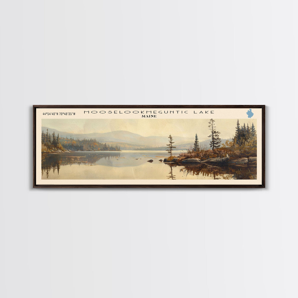 Norfork Lake Arkansas Framed Canvas Print, Lake House Decor, Panoramic Wall Art, Travel Poster, Landscape Painting, Bedroom Decor