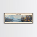 Nantahala Lake North Carolina Framed Canvas Print, Lake House Decor, Panoramic Wall Art, Travel Poster, Scenic Landscape Painting, Contemporary Art