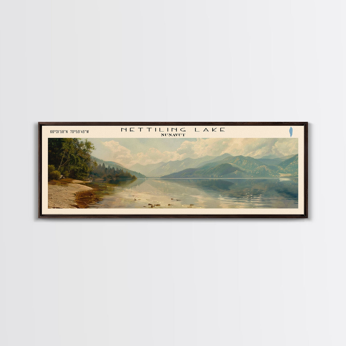 Okamanpeedan Lake Tuttle Lake Iowa Framed Canvas Print, Lake House Decor, Panoramic Wall Art, Travel Poster, Scenic Landscape Painting, Contemporary Art