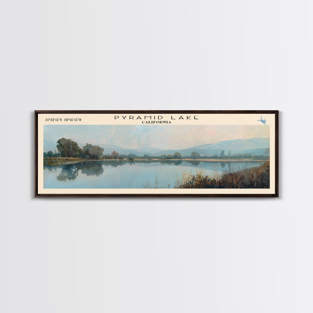 Ross Barnett Reservoir Mississippi Framed Canvas Print, Lake House Decor, Panoramic Wall Art, Travel Poster, Scenic Landscape Painting, Home Decor