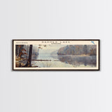 Round Valley Reservoir New Jersey Framed Canvas Print, Lake House Decor, Panoramic Wall Art, Travel Poster, Tranquil Landscape, Modern Art