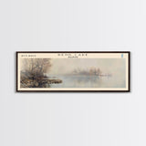 Rend Lake Illinois Framed Canvas Print, Lake House Decor, Panoramic Wall Art, Travel Poster, Beautiful Landscape Painting, Contemporary Art