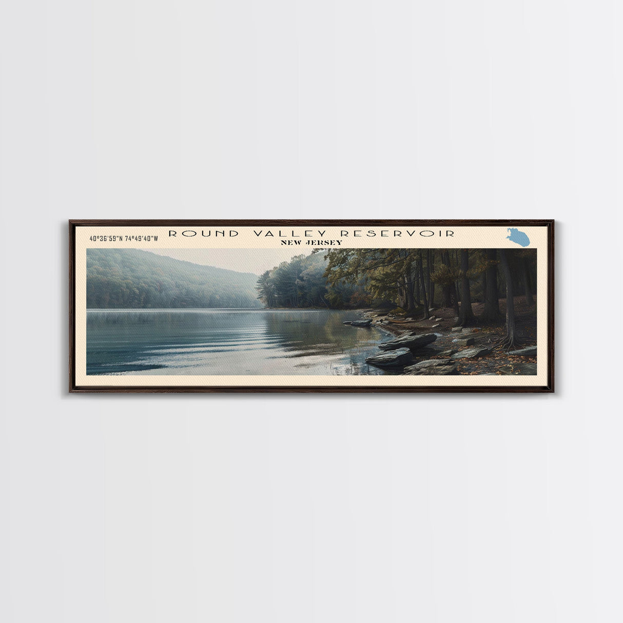 Sheridan Lake South Dakota Panoramic Framed Canvas Print, Lake House Decor, Wall Art, Travel Poster, Serene Landscape, Modern Art