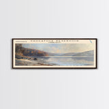 Saugatuck Reservoir Connecticut Framed Canvas Print, Lake House Decor, Panoramic Wall Art, Travel Poster, Scenic Lake Painting, Living Room Decor