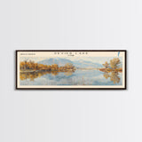 Sevier Lake Utah Panoramic Framed Canvas Print, Lake House Decor, Wall Art, Travel Poster, Tranquil Landscape, Modern Art