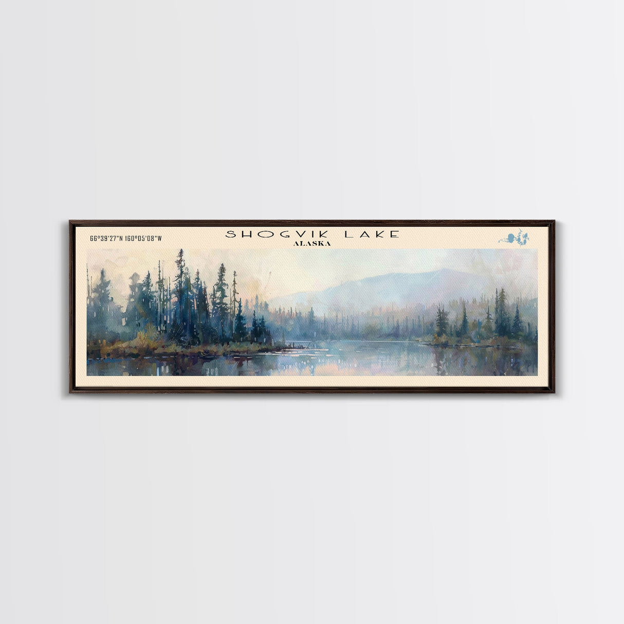 Spofford Lake New Hampshire Panoramic Framed Canvas Print, Lake House Decor, Wall Art, Travel Poster, Beautiful Lake Scene, Bedroom Decor