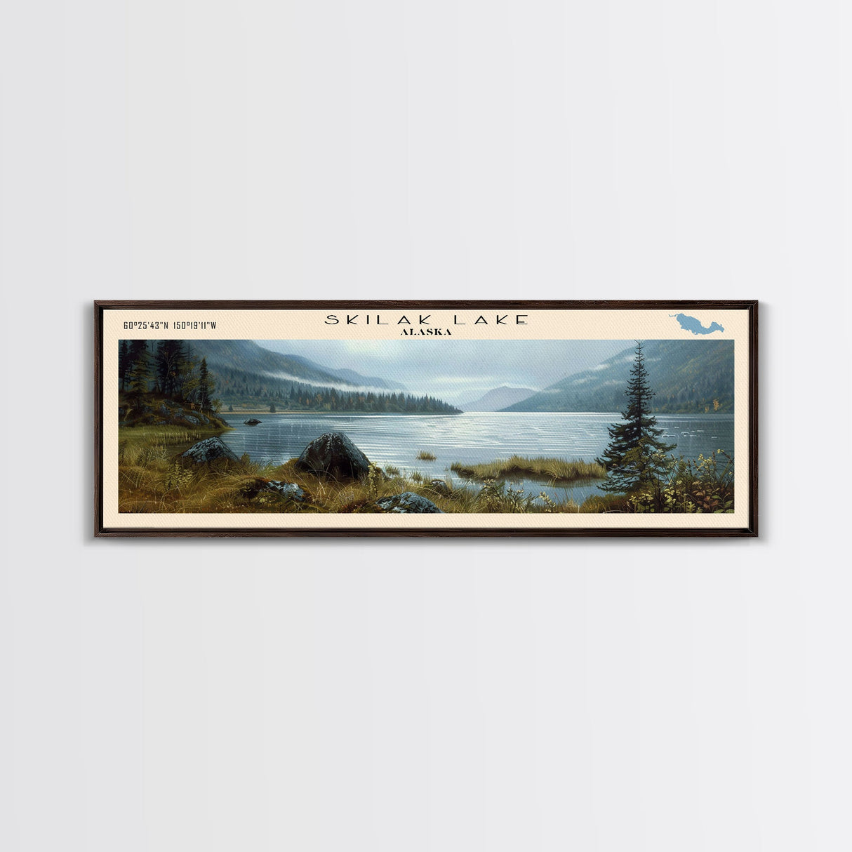 Stockton Lake Missouri Panoramic Framed Canvas Print, Lake House Decor, Wall Art, Travel Poster, Scenic Landscape, Bedroom Decor