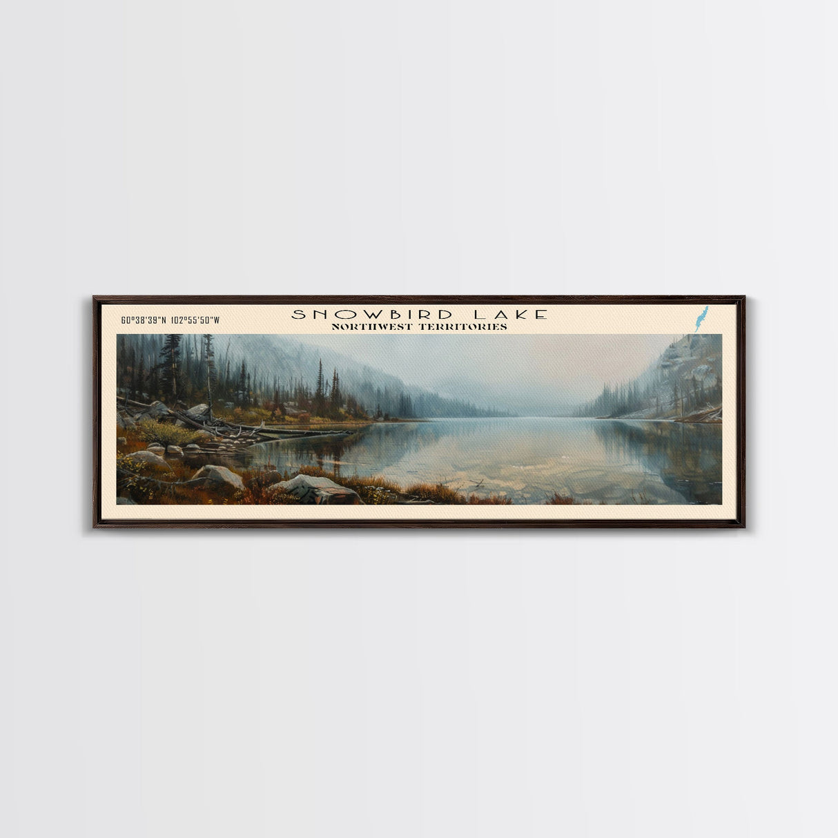 Summer Lake Panoramic Wall Art, Framed Canvas Print, Lake House Decor, Travel Poster, Serene Landscape, Bedroom Decor, Beautiful Lake Art