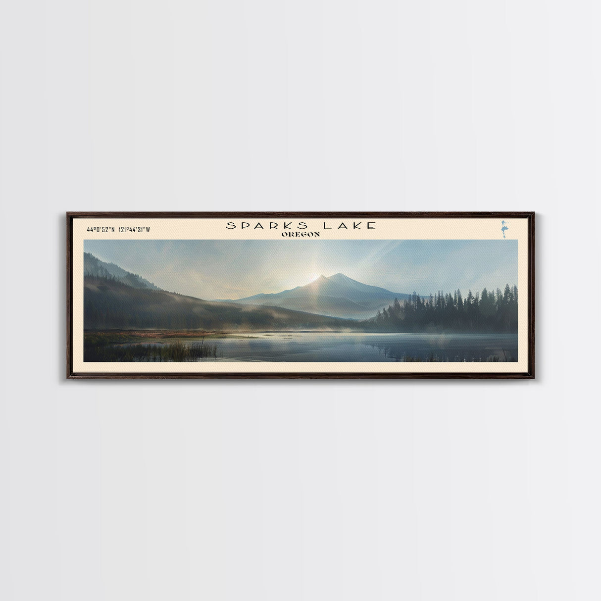 Swiftcurrent Lake Montana Panoramic Wall Art, Framed Canvas Print, Lake House Decor, Travel Poster, Tranquil Landscape, Modern Art, Bedroom Decor