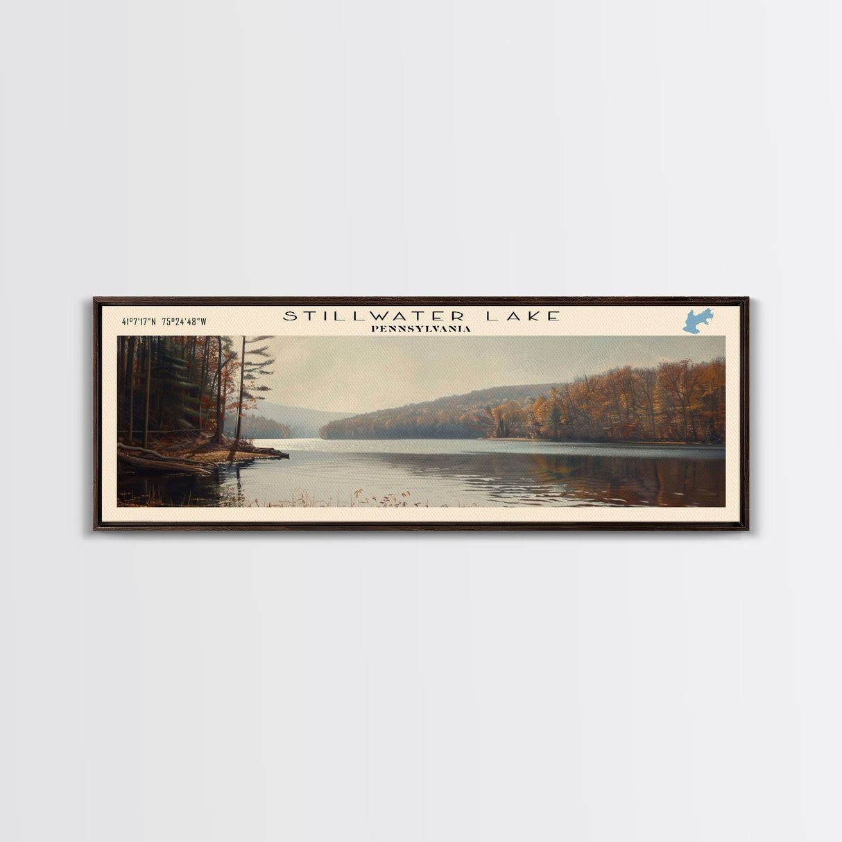 Tappan Lake Ohio Panoramic Wall Art, Framed Canvas Print, Lake House Decor, Travel Poster, Scenic Lake Scene, Living Room Decor