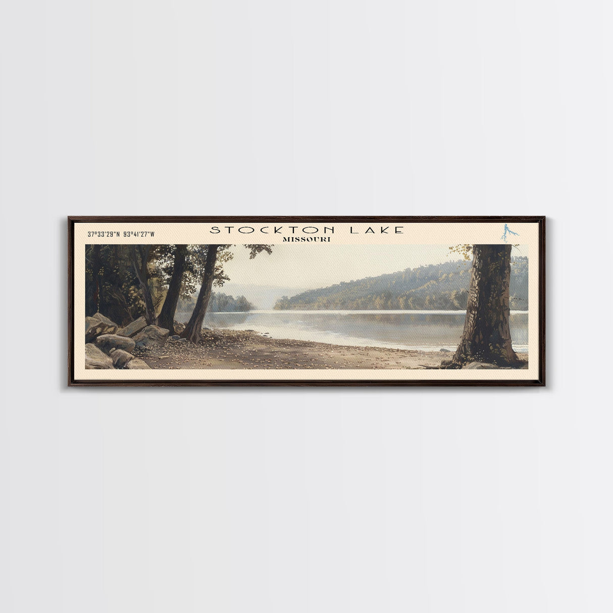 Tathlina Lake Panoramic Wall Art, Framed Canvas Print, Lake House Decor, Travel Poster, Scenic Landscape, Bedroom Decor, Nature Art