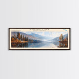 Stuart Lake Panoramic Wall Art, Framed Canvas Print, Lake House Decor, Travel Poster, Scenic Landscape Painting, Living Room Decor