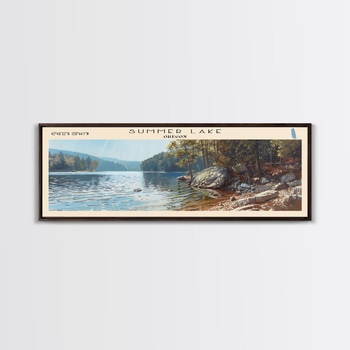 Tenaya Lake California Panoramic Wall Art, Framed Canvas Print, Lake House Decor, Travel Poster, Serene Landscape, Bedroom Decor, Home Decor