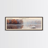 Swan Lake Panoramic Wall Art, Framed Canvas Print, Lake House Decor, Travel Poster, Scenic Lake Painting, Living Room Decor