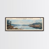 Tustumena Lake Panoramic Wall Art, Framed Canvas Print, Lake House Decor, Travel Poster, Scenic Lake Scene, Living Room Art