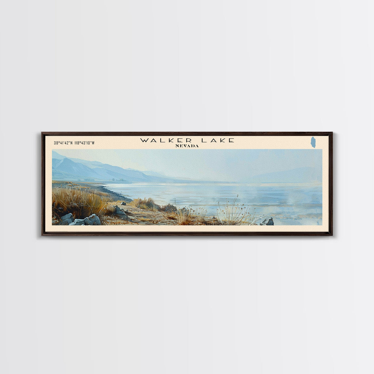 White Lake Panoramic Wall Art, Framed Canvas Print, Lake House Decor, Travel Poster, Scenic Lake Scene, Living Room Art