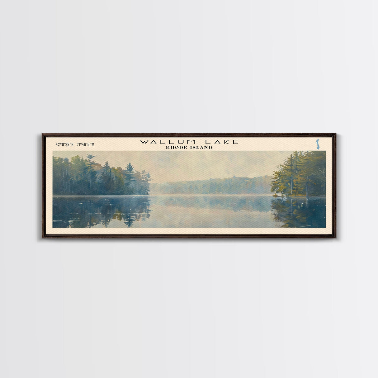 Wallum Lake Rhode Island Panoramic Wall Art, Framed Canvas Print, Lake House Decor, Travel Poster, Scenic Lake Scene, Living Room Art