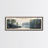 Wapawekka Lake Panoramic Wall Art, Framed Canvas Print, Lake House Decor, Travel Poster, Serene Landscape, Home Decor