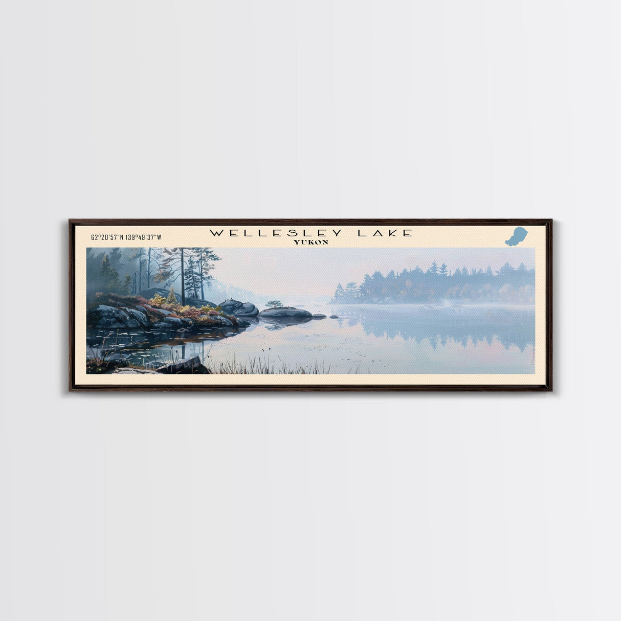 Wellesley Lake Panoramic Wall Art, Framed Canvas Print, Lake House Decor, Travel Poster, Beautiful Lake Scene, Home Art