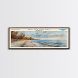 Whitefish Bay Panoramic Wall Art, Framed Canvas Print, Lake House Decor, Travel Poster, Serene Landscape, Home Art