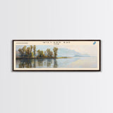 Willard Bay Utah Panoramic Wall Art, Framed Canvas Print, Lake House Decor, Travel Poster, Beautiful Lake Scene, Bedroom Art