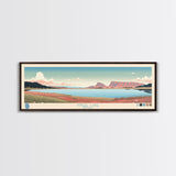 Angel Lake Nevada Framed Canvas Print, Panoramic Wall Art, Midcentury Modern, Pop Art, Travel Poster, Scenic Lake House Art