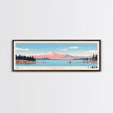 Big Bear Lake California Framed Canvas Print, Panoramic Wall Art, Midcentury Modern, Pop Art, Travel Poster, Scenic Bedroom Art, Living Room Decor