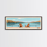 Deep Creek Lake Maryland Framed Canvas Print, Midcentury Modern Panoramic Wall Art, Living Room Decor, Pop Art, Travel Poster Art, Scenic Nature Painting