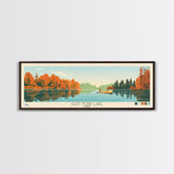 East Fork Lake Ohio Framed Canvas Print, Panoramic Wall Art, Midcentury Modern, Pop Art, Bedroom Decor, Travel Poster, Artistic Lake Painting