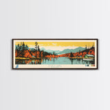 Echo Lake Montana Framed Canvas Print, Panoramic Wall Art, Midcentury Modern, Pop Art, Living Room Decor, Travel Poster, Nature Art