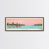 Eufaula Lake Oklahoma Framed Canvas Print, Panoramic Art, Midcentury Modern, Pop Art, Living Room Wall Art, Travel Poster, Nature Art