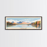 Ganoga Lake Pennsylvania Framed Canvas Print, Panoramic Art, Midcentury Modern, Pop Art, Living Room Wall Art, Travel Poster, Nature Painting, Home Decor