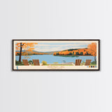 Gardner Lake Connecticut Framed Canvas Print, Panoramic Wall Art, Midcentury Modern, Pop Art, Bedroom Decor, Travel Poster, Lake View, Artistic Decor