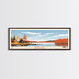 Grand Lake Canada New Brunswick Framed Canvas Print, Panoramic Art, Midcentury Modern, Pop Art, Bedroom Decor, Travel Poster, Lake House Art, Wall Art