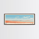 Great Salt Plains Lake Oklahoma Framed Canvas Print, Panoramic Art, Midcentury Modern, Pop Art, Bedroom Decor, Travel Poster, Lake House Art, Wall Art