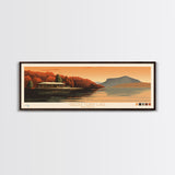 Greers Ferry Lake Arkansas Framed Canvas Print, Panoramic Wall Art, Midcentury Modern, Pop Art, Living Room Decor, Travel Poster, Artistic Decor