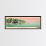 Guntersville Lake Alabama Framed Canvas Print, Panoramic Wall Art, Midcentury Modern, Pop Art, Living Room Wall Art, Travel Poster, Nature Art, Home Decor