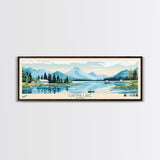 Iliamna Lake Alaska Framed Canvas Print, Panoramic Art, Midcentury Modern, Pop Art, Living Room Decor, Travel Poster, Artistic Decor