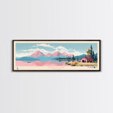 Jackson Lake Wyoming Framed Canvas Print, Panoramic Wall Art, Midcentury Modern, Pop Art, Bedroom Decor, Travel Poster, Nature Decor