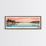 Keystone Lake Oklahoma Framed Canvas Print, Panoramic Art, Midcentury Modern, Pop Art, Living Room Decor, Travel Poster, Artistic Decor