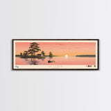 Lac La Biche Alberta Framed Canvas Print, Panoramic Art, Midcentury Modern, Pop Art, Living Room Wall Art, Travel Poster, Lake House Decor