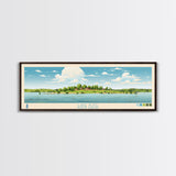 Lake Alice North Dakota Framed Canvas Print, Panoramic Wall Art, Midcentury Modern, Pop Art, Bedroom Decor, Travel Poster, Living Room Art