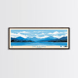 Lake Blue Ridge Georgia Framed Canvas Print, Panoramic Art, Midcentury Modern, Pop Art, Living Room Wall Art, Travel Poster, Lake House Decor